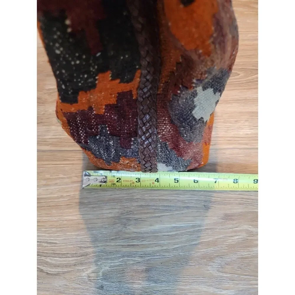 Vintage J Simone Crossbody Handbag 70s MCM Woven Kilim Double Strap Brown Orange